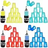 yeesport Sport Stacking Cups, 48 Sport-Stapelbecher-Set, Sport-Trainingsspiel für Wettkämpfe, Kunststoff-Stapelbecher, klassisches Familienspiel für Jugendliche und Erwachsene, Rot+Blau+Grün+Gelb