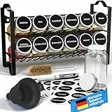 Deco haus® Gewürzregal Stehend & Wand [MIT GEWÜRZDOSEN & ETIKETTEN] - Spices Gewürz Organizer - Spice Rack Gewürzständer Gewürzregalsystem Hängend Gewürzaufbewahrung Gewürzgläser mit Regal