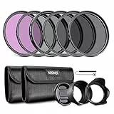NEEWER 52mm Objektiv Filter Set: UV, CPL, FLD, ND2, ND4, ND8, Gegenlichtblende und Objektivdeckel Kompatibel mit Canon Nikon Sony Panasonic DSLR Kameras mit 52mm Objektiv