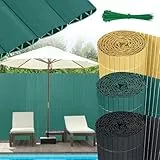 UISEBRT PVC Sichtschutzmatte Sichtschutzzaun 120x300 cm,Doppelte Verstärkung Zaun,Balkon Sichtschutz mit W-Strukturierte Oberfläche, Kabelbindern,Windschutz Grün für Garten Balkon und Terrasse