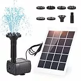 Decdeal Solar-Wasserpumpe, 3 W, 5 V, 120 l/h, Solar-Brunnenpumpe, Kabel 1,5 m, mit 7 Düsen, für Vogelbad/Aquarium/Teich/Garten