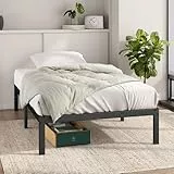 Zinus Elias Bettgestell 100x200 cm - Metallbett 100x200 mit Metall-Lattenrost - 36 cm Hohe Plattform mit Freiraum Darunter - Kein Boxspringbett Erforderlich - Einfache Montage - Schwarz