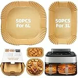 PETHREE 100 Stück Airfryer Backpapier für Philips Dual Basket Airfryer 3000/5000 Serie 6L/3L, Backpapier für Heißluftfritteuse für Tefal EY9018 5,2L/3,1L, Cecotec 9000 5,5L/3,5L, Cookwise 6L/3