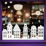 KEPKKU Fensterbilder Weihnachten Selbstklebend, Fensteraufkleber Weiß Fensterdeko Weihnachten Wiederverwendbare Statische Weihnachtsfensterbilder, Fenstersticker Weihnachten Fensterbilder Winter Haus