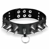 OIDEA Damen Choker Leder Halsband: Nieten schwarz Punk Rock Lederkette mit Kreis Anhänger Einstellbar Verstellbar Halsschmuck Kostüm Party Alltag für Frauen Mädchen