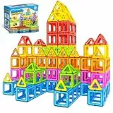 WOOBLO Magnetische Bausteine, 50 Teile Magnetspiel STEM Magnetbausteine, Magnete Spielzeug ab 3 4 5 Jahre Geschenk für Kinder Jungen und Mädchen, Zerlegbar
