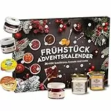 Frühstück Adventskalender 2025 mit 24 leckeren Marmeladen und Honig in Portionsgrößen, Weihnachtskalender mit süßen, abwechslungsreichen Frühstücksaufstrichen Geschenkset