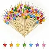 Minfuerang 100 Stück Cocktailspieße Holz,Fingerfood Spieße,Cocktail Deko Zubehör,12cm Zahnstocher,Bunt Cocktail Sticks für Geburtstag,Hochzeit,Party(Stile 3)