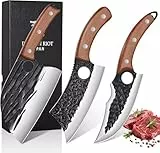 DRAGON RIOT Metzgermesser-Set 3-teilig, Handgeschmiedetes Messerset, Serbisches Kochmesser, Wikinger-Ausbeinmesser, Hackmesser - Profi Küchenmesser-Set für Fleisch, BBQ - Geschenk Männer