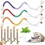 SXFENG 9 Stück Katzenminze Sticks, 6 Matatabi katzenminze Spielzeug, 3 Stück Katzenminze Spielzeug Beißseil 70 cm, Interaktives Katzenspielzeug, Katzen Zahnpflege und Gegen Mundgeruch
