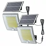 JACKYLED Solarlampen für Außen, wasserdichte Solarlampen für Außen Garten mit 5m Kabel, Dämmerung bis Morgendämmerung, Solarlampen für Außen mit Bewegungsmelder für Terrasse, Hof, Garage, 2 Stück