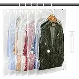 Gucass 6er Vakuumbeutel für Kleidung, 110 x 70 cm Vakuumbeutel Hängende, Vakuumierbeutel Kleidung mit pumpe, Platz sparen Kleiderschrank Organizer, Vacuum Bags for Clothing, Anzüge, Mäntel, Jacken