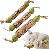 IJPDDRXYN Katzenminze Sticks, 3 Stück Matatabi Katzenspielzeug mit Ball Natürliches Zahnpflege-Set gegen Zahnstein Für Kauen, Beißen & interaktiven Spielspaß