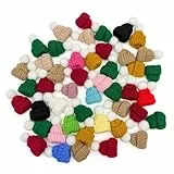 GTNCE 50 Stück Mini Hüte Strickmützen - Sorgenwürmchen & Glückswürmchen | Mini Weihnachtsmützen Set für DIY Basteln, Weinflaschen Deko, Christbaumschmuck & Puppenzubehör (Gemischte Farben)