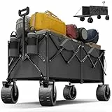 Devoko 332L Bollerwagen Faltbar Sackkarre Maximal Klappbar 200KG Belastbar Faltbarer Bollerwagen mit Bremse, Handwagen mit Verstellbarem Griff, Transportwagen Klappbar für Strand Camping Einkauf,Grau