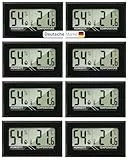 Thermo-Hygrometer 8er Set Digital - Mini Hygrometer Innen, 2-in-1 Feuchtigkeitsmessgerät & Raumthermometer digital °C/°F + on/off - für Raumklima, Growbox, Terrarium, Humidor & Curing - mit Batterien
