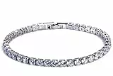 Generic PULABO Luxus 4mm Zirkonia Tennis Armbänder Iced Out Kette Kristall Hochzeit Armband für Frauen Männer Silber Armband Schmuck langlebig