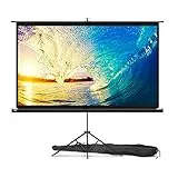 Beamer Leinwand mit Stativ 84 Zoll – Projektor-Leinwand für den Innen- und Außenbereich für Film- und Büropräsentationen – 16:9 HD Premium-Qualität, knitterfrei mit Tragetasche und festem Gurt