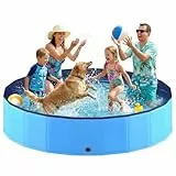 Hundepool faltbar, Planschbecken für Hunde 200 x 40 cm, Anti-Rutsch-Platten, Schnelle Entwässerung, Hundebadewanne, Swimmingpool Verdickt PVC