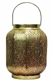 Orientalisches Windlicht Baghira handgemacht aus Metall in Gold 26 cm