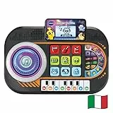VTech Junior DJ Mix, DJ-Konsole für Kinder, Aufnahmetaste, DJ Mix für Kinder mit Klaviertasten, LCD-Display und Teller mit beleuchteter Scheibe, italienische Sprache, Batterien im Lieferumfang