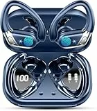 Kabellose Bluetooth-Kopfhörer, Sport, 2025, Bluetooth 5.4, mit Mikrofon, 50 Stunden Wiedergabezeit, Bluetooth, IP7, wasserdicht, mit LED-Display, USB-C Schnellladung, für Laufen, Fitness, Yoga