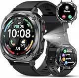 TIMU Smartwatch Herren, 1.45' AMOLED Smart Watch Herren mit Anrufe tätigen/Empfangen, 115+Sportmodi Fitnessuhr mit Herzfrequenz/Schrittzähler/Schlafmonitor, IP68 Wasserdicht Sportuhr für Android iOS