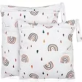 Loscarol,2 Stück wetbag Kindergarten groß，nasstasche Wet Bag windeltasche organizer，nassbeutel Kindergarten personalisiert for Baby stoffwindeln (Regenbogen)