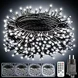 Lichterkette Außen Innen Weihnachtsbaum Strom - 15m 150 Led kaltweiß Lichterketten mit Stecker Timer Wasserdicht Cluster Fairy Lights for Weihnachten Hochzeit Party Balkon Garten