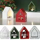 2 Stück Silikonformen Gießformen Häuser,Silikonform Haus Weihnachten Mini Silikonform Häuser Kerzenformen zum Gießen Giessformen Silikon Gießform Kerzenhalter für DIY Handwerk Heimdekoration