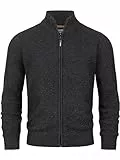 Indicode Herren INLayton Strickjacke mit Stehkragen und Reißverschluss | Cardigan Feinstrickjacke für Männer Raven, M