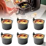 Joaecosmhui Heißluftfritteusen Silikonform Eierform, Ninja Heißluftfritteuse Zubehör Muffin Form, Airfryer Zubehör für Cosori/Philips/Ninja/Tefal Luftfritteuse und Mehr-Eierformen (6 Packungen/Grau)