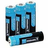 Kratax 3500mWh 1,5V AA Akku[4 Pack], 1,5V Lithium AA Akku, Schnelles Aufladen 1200 Lade- und Entladezyklen (Nicht für Blitz)