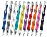 Libetui 10 Stück hochwertige Metallkugelschreiber bunte Kugelschreiber mit Großraummine Tinte Blau nachfüllbare Druckkugelschreiber Kulischreiber Metall mehrfabig