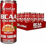 Activlab Getränk mit Aminosäuren - 5000 mg BCAA pro Dose - Aminosäuregetränk - Zuckerfrei - Körperregeneration - 24 x 330 ml Orange Xtra Drink