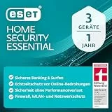 ESET HOME Security Essential 2026 | 3 Geräte | 1 Jahr | inklusive Firewall, Sicheres Banking & Surfen, Mikrofonkontrolle & Webcam-Schutz| Windows, macOS und Android | Aktivierungscode per E-Mail