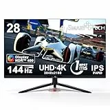 Smart Tech 28 Zoll UHD(3840 x 2160) 4K 144Hz Gaming Monitor Rapid IPS Panel, 1ms MPRT，130% sRGB Farbraum，DisplayHDR™ 400， AMD FreeSync™, mit Lautsprecher, VESA, HDMI, USB Typ-C, DP - Schwarz