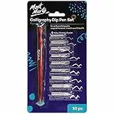 Mont Marte Signature Kalligraphie Dip Pen Set, 9 Schreibfedern, inklusive Holzdip-Stiftgriff, austauschbare Federn, geeignet für alle kalligraphischen Schreibstile
