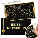 Reisegutschein Geschenk, Rubbelkarten zum Selber Beschriften - Bordkarte zum Beschriften, mit Rubbelaufkleber, Umschlag und Stift, Reise Geschenk Karte mit Goldlack als Urlaub Gutschein/Geschenkidee