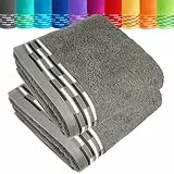 Lashuma Handtücher 50x100 Grau, Lugano Frottee Handtuch Set Baumwolle 2 Stück