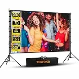 TOWOND 200 Zoll Outdoor-Projektor-Leinwand, tragbare Projektor-Leinwand und Ständer, 16:9 4K HD Hintere Front-Filmleinwand mit Tragetasche für Hinterhofkino