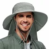 Kato Tirrinia Outdoor Sonnenhut Herren Damen mit Nackenschutz, UPF 50 UV Schutz Safari Hut, Faltbar Cap Sonnenschutz für Hiking Strand Anglerhut Wanderhut Gartenhut Tropenhut, Grau