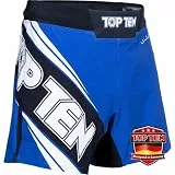 TOP TEN MMA-Shorts Fight Team | Kurze MMA Hose | Vale-Tudo-Shorts | S- XXL (Blau, 170)