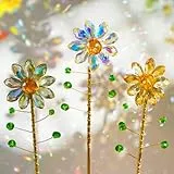 nuyikaso 3 Stück Sonnenfänger Kristall Blume Perlen Fenster Regenbogen Kristalle Deko Fensterdeko für Topfpflanzen Zuhause Gartendeko Farbenprächtig