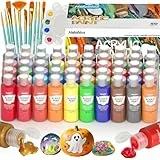 Halobios Acrylfarben-Set mit Pinsel und Palette – 50×60 ml hochwertige ungiftige Acrylfarbe, mit fluoreszierenden und metallischen Farben, schnell trocknend, wasserfest und lichtecht