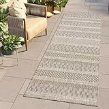 TAPISO Melissa Teppich Läufer Flur Outdoor Indoor Braun Schwarz Modern Muster UV-beständig Wetterfest Balkon Terrasse Wohnzimmer ÖKO-TEX 100 x 300 cm