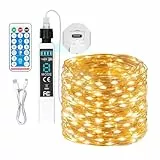 MUSUNIA Wiederaufladbare Lichterkette batteriebetrieben, funkelnde Lichter mit Fernbedienung und Timer, warmweiße LED-Lichterkette für Schlafzimmer, Camping, DIY, Hochzeit, Weihnachtsdekoration