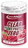 IronMaxx Clear Plant Protein Zero – Raspberry 400g Dose | Zuckerfreies, pflanzliches Eiweißpulver auf Erbsenbasis | Klar lösliches veganes Protein | Erfrischendes Sportgetränk ohne Soja
