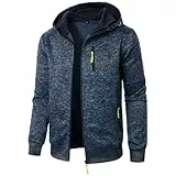 LUNULE Kapuzenpullover Herren Hoody Mit Kapuze Einfarbig Langarm Sweatjacke Reißverschluss Casual Sweatshirt Jacke Zip Up Hoodies Strickjacken(Marine,M)