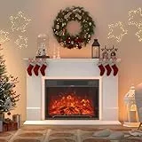 GRAVFORCE Elektrokamin 23 inch Elektrischer Kamin mit LED 3D Realistischer Flammeneffekt Erwärmungsfreistehender mit Timer und 12-Farb-LED-Lichtband und Fernbedienung Standkamin weiß